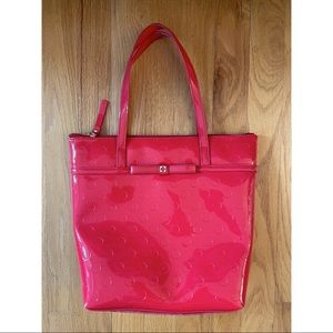 Kate Spade dark coral polka dot embossed tote